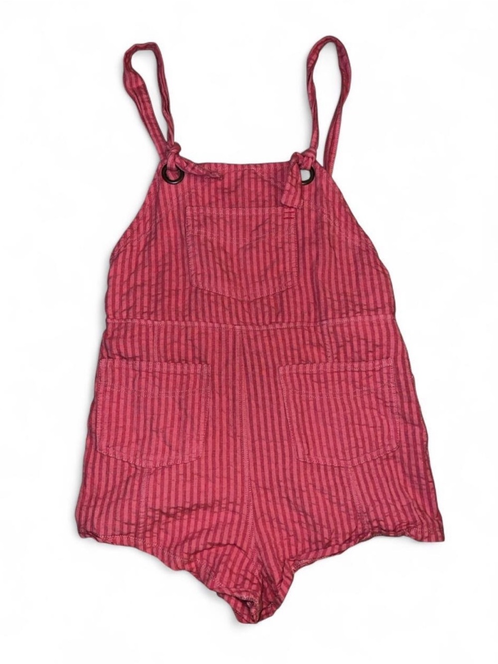 BDG Pink Striped Overall Romper